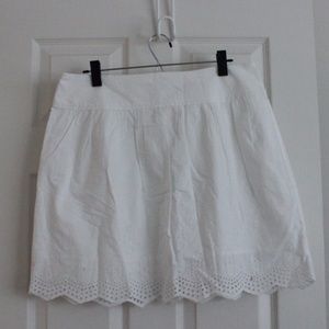 Loft White Embroidered Cotton Skirt